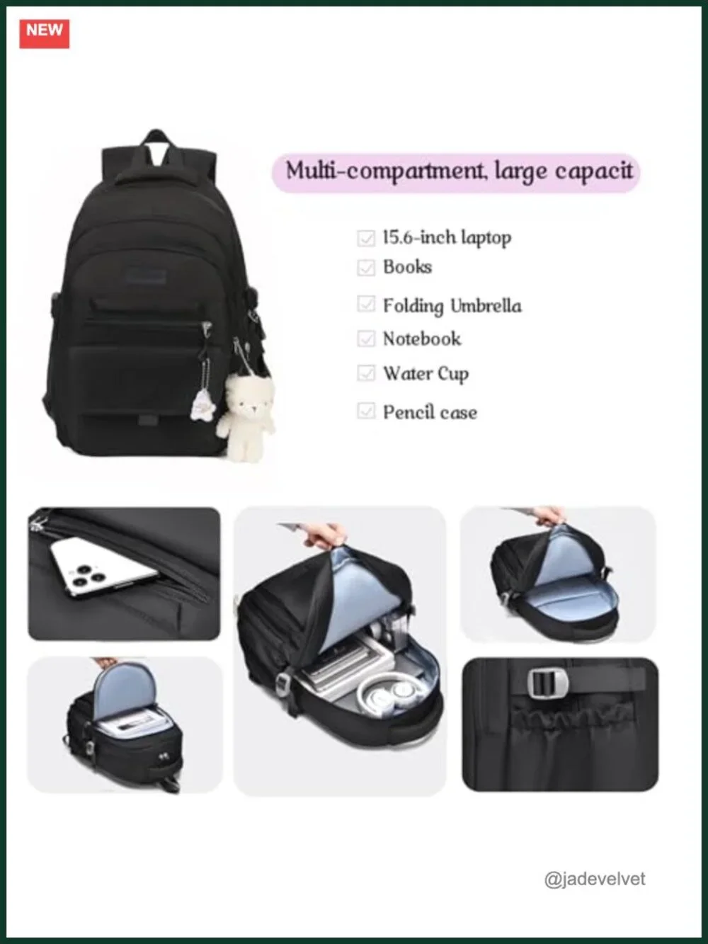 Aesthetic Backpack for Teens Women with Pins and Pendant